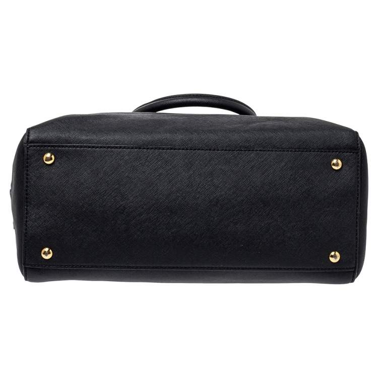 Pre Owned MICHAEL Michael Kors Black Leather Zip Satchel 