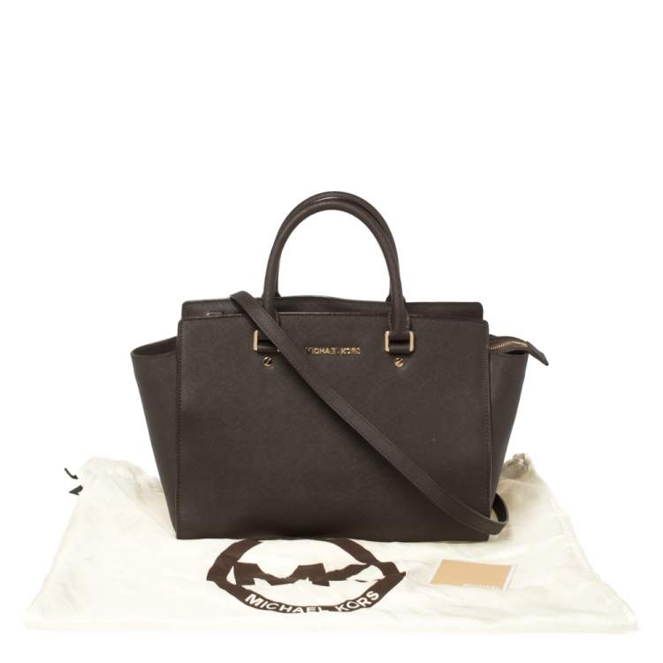 مملوكة مسبقًا MICHAEL Michael Kors Dark Brown Leather Large Selma Satchel