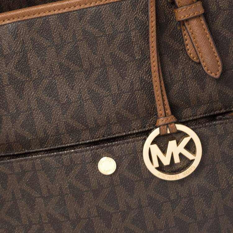 Pre Owned Michael Kors Dark Brown Signature Coated Canvas Ciara Tote