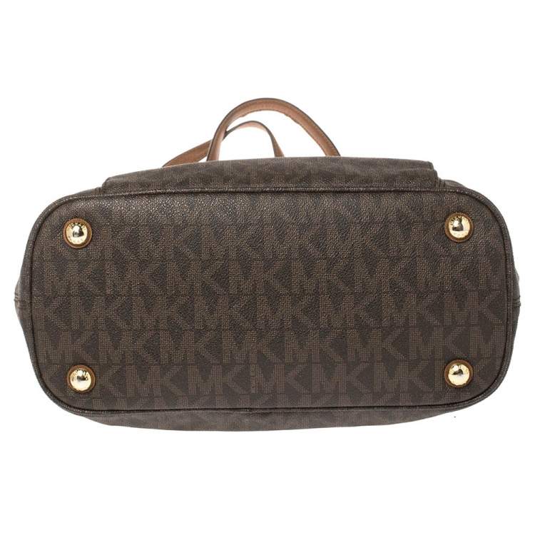 Pre Owned Michael Kors Dark Brown Signature Coated Canvas Ciara Tote