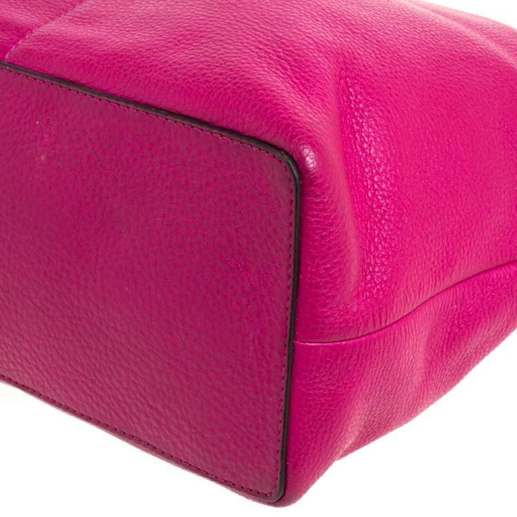 Pre Owned MICHAEL Michael Kors Magenta/Beige Grained Leather Bedford Tote 