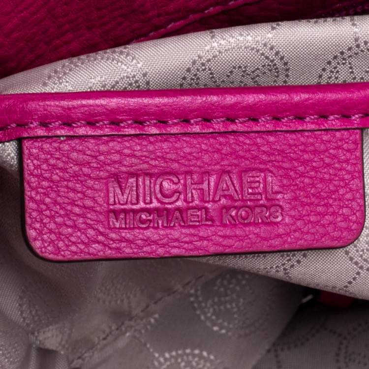 Pre Owned MICHAEL Michael Kors Magenta/Beige Grained Leather Bedford Tote 