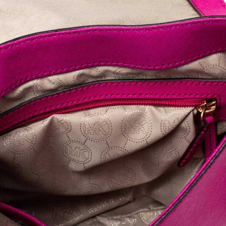 Pre Owned MICHAEL Michael Kors Fuschia Leather Large Hamilton Shoulder Bag