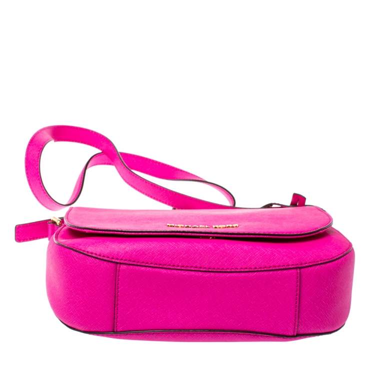 Pre Owned MICHAEL Michael Kors Fuschia Leather Large Hamilton Shoulder Bag