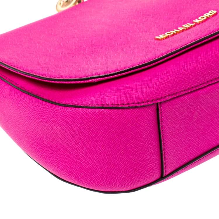 Pre Owned MICHAEL Michael Kors Fuschia Leather Large Hamilton Shoulder Bag