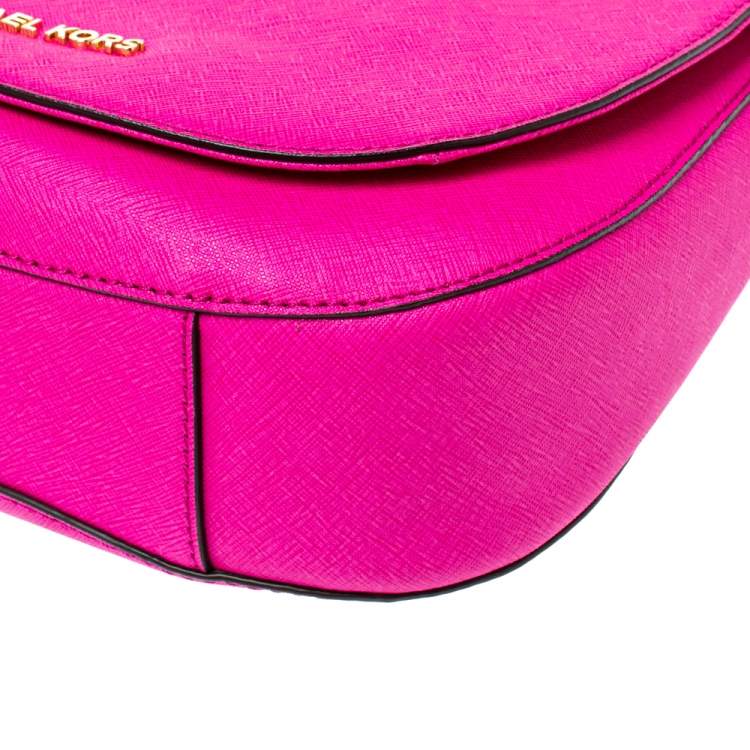 Pre Owned MICHAEL Michael Kors Fuschia Leather Large Hamilton Shoulder Bag