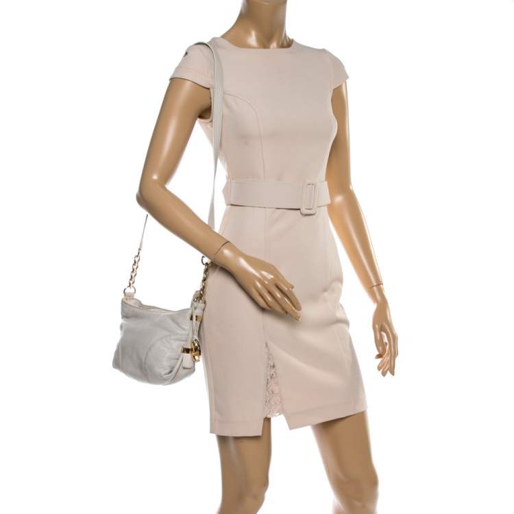 Pre Owned MICHAEL Michael Kors Off White Leather Crossbody Bag