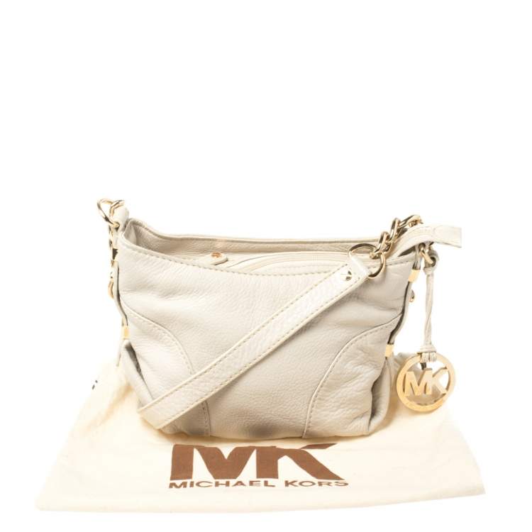Pre Owned MICHAEL Michael Kors Off White Leather Crossbody Bag