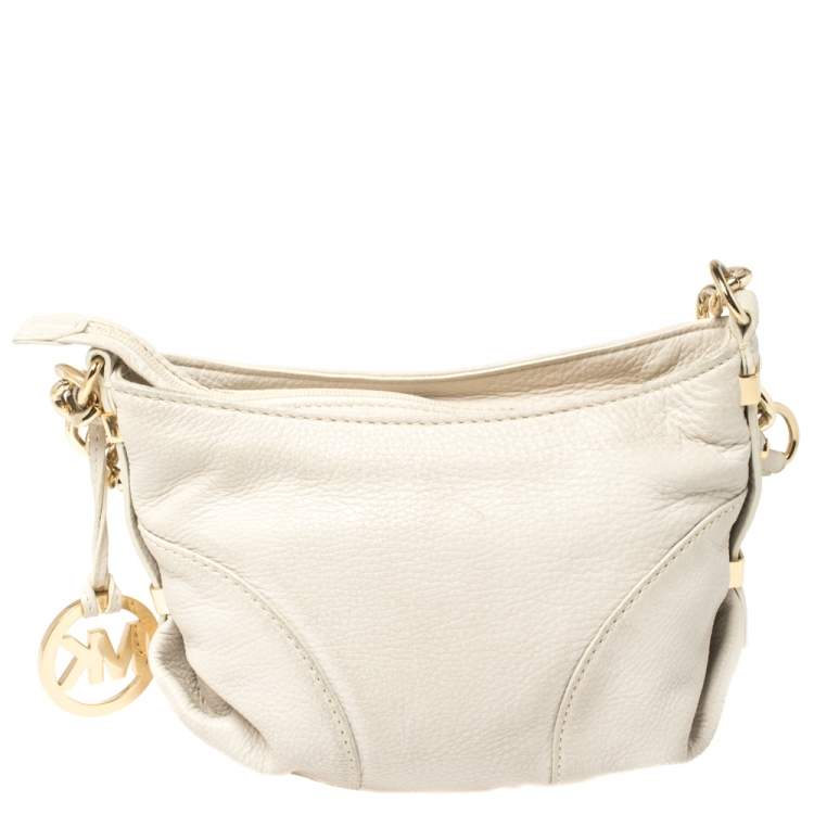 Pre Owned MICHAEL Michael Kors Off White Leather Crossbody Bag