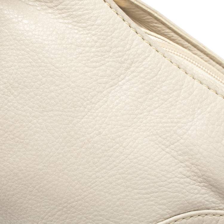 Pre Owned MICHAEL Michael Kors Off White Leather Crossbody Bag