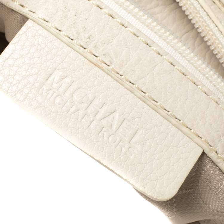 Pre Owned MICHAEL Michael Kors Off White Leather Crossbody Bag