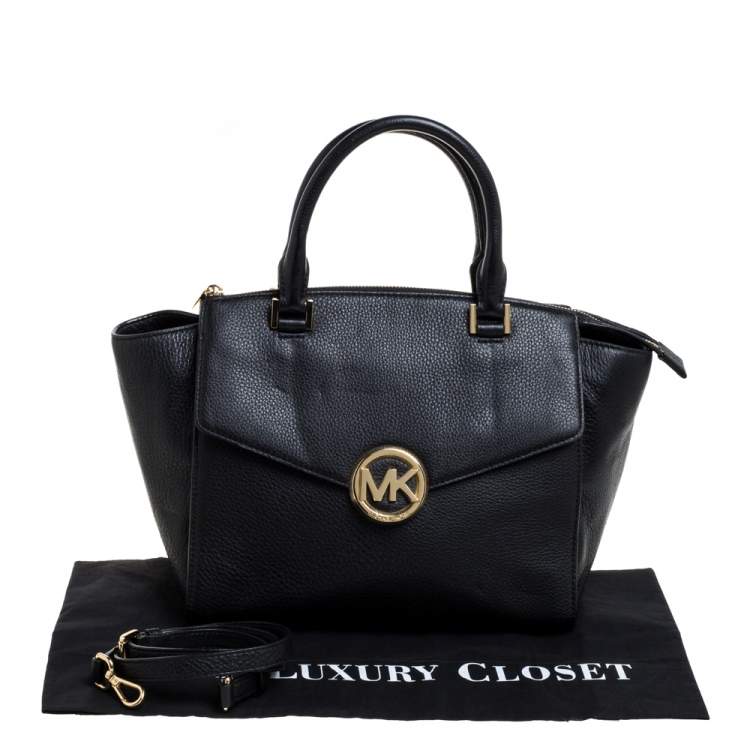 Pre Owned MICHAEL Michael Kors Black Leather Hudson Satchel