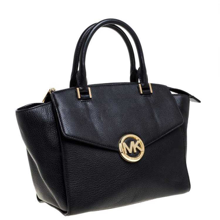 Pre Owned MICHAEL Michael Kors Black Leather Hudson Satchel