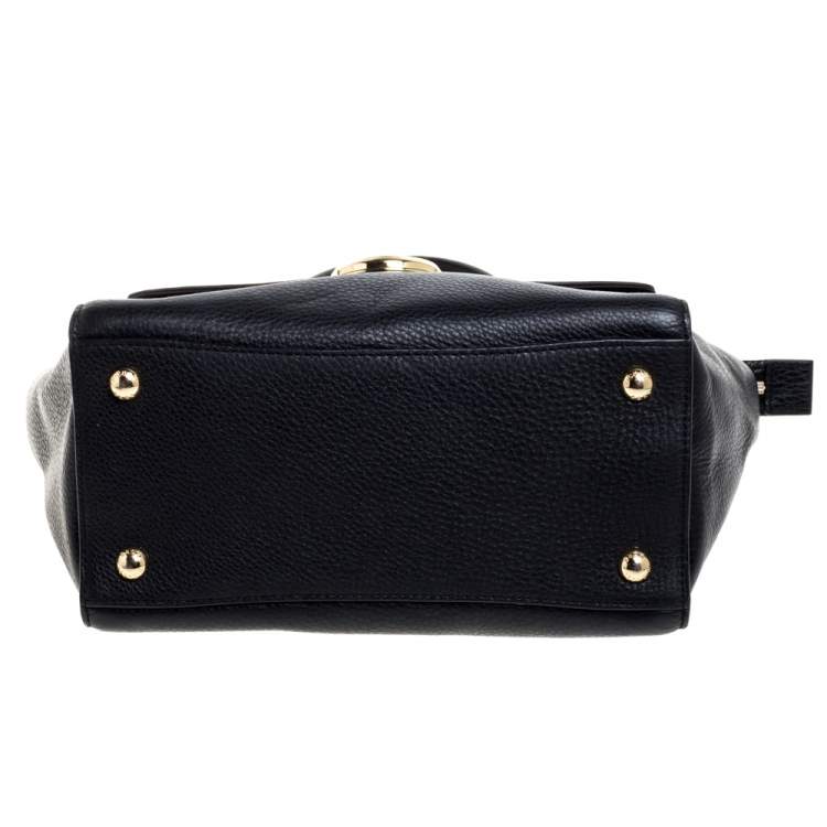 Pre Owned MICHAEL Michael Kors Black Leather Hudson Satchel