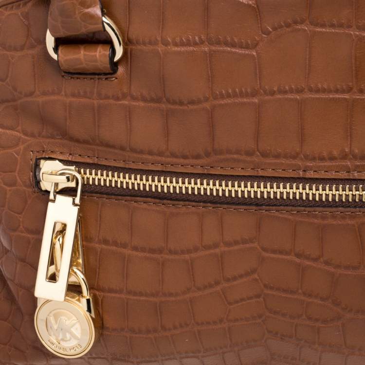 مملوكة مسبقًا MICHAEL Michael Kors Brown Crocodile Embossed Leather Large Joan Satchel
