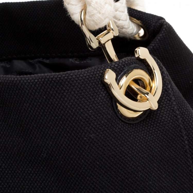 Pre Owned MICHAEL Michael Kors Black Canvas Marina Grab Tote   