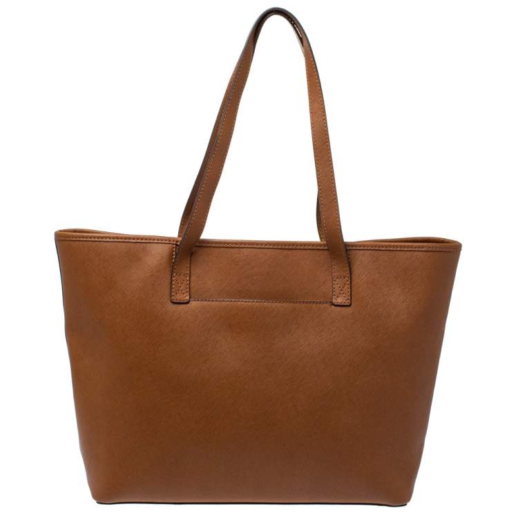 Pre Owned MICHAEL Michael Kors Brown Saffiano Leather Jet Set Travel Tote