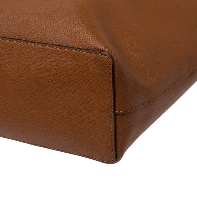 Pre Owned MICHAEL Michael Kors Brown Saffiano Leather Jet Set Travel Tote