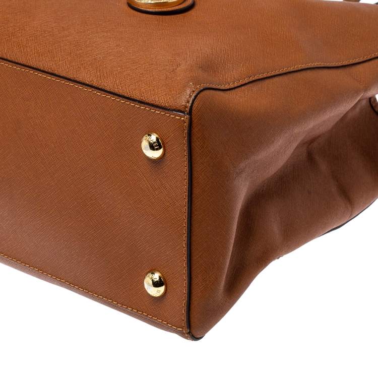 Pre Owned MICHAEL Michael Kors Brown Saffiano Leather Medium Jet Set Tote