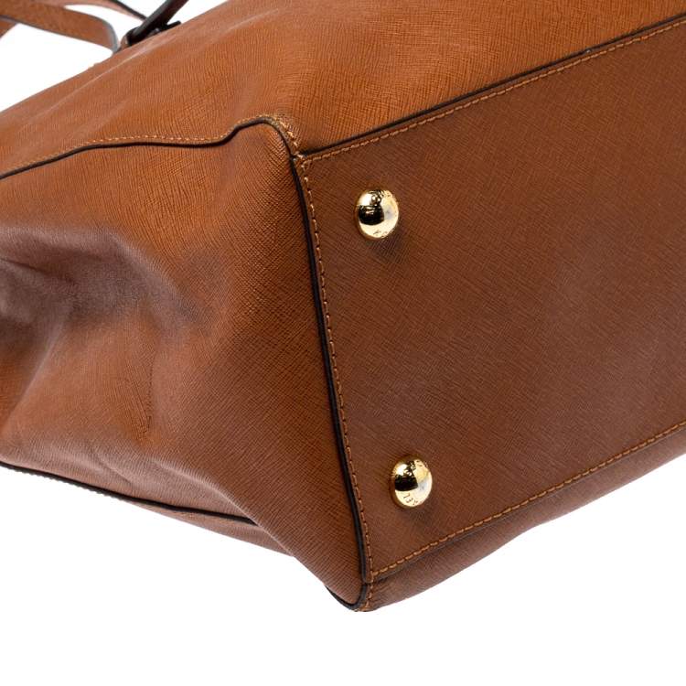 Pre Owned MICHAEL Michael Kors Brown Saffiano Leather Medium Jet Set Tote