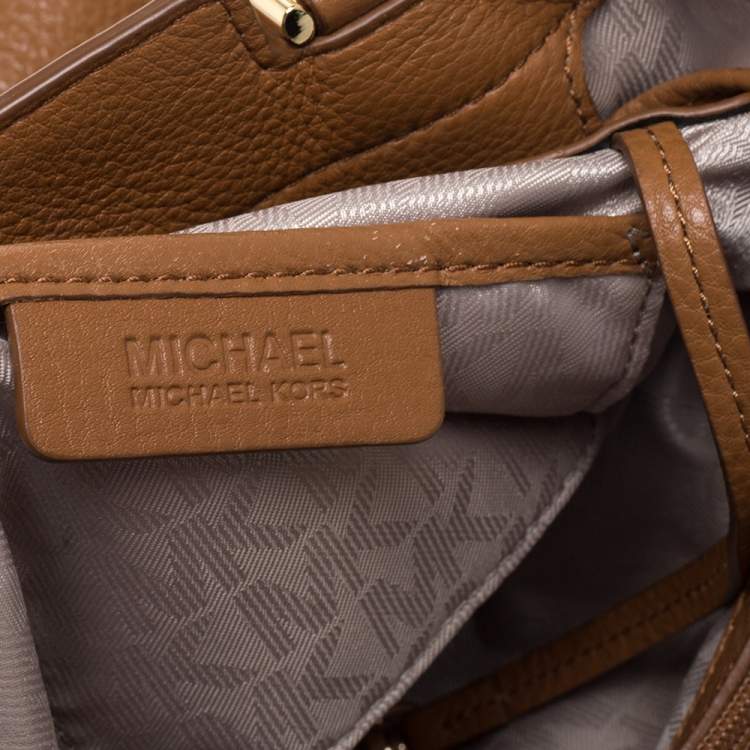 Pre Owned MICHAEL Michael Kors Brown Soft Leather Anabelle Mid Zip Tote