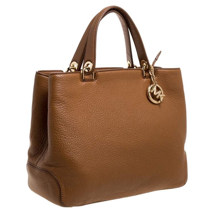 Pre Owned MICHAEL Michael Kors Brown Soft Leather Anabelle Mid Zip Tote