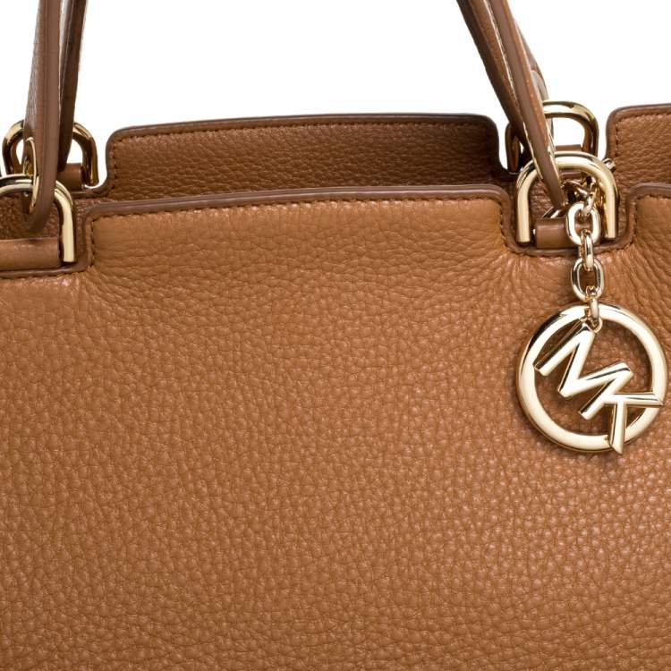 Pre Owned MICHAEL Michael Kors Brown Soft Leather Anabelle Mid Zip Tote