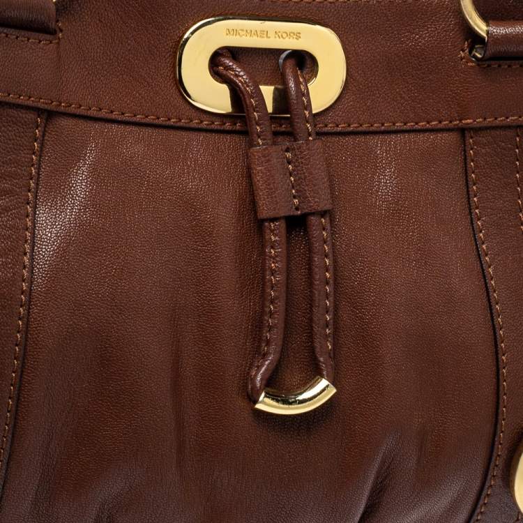 Pre Owned MICHAEL Michael Kors Brown Leather Drawstring Tote