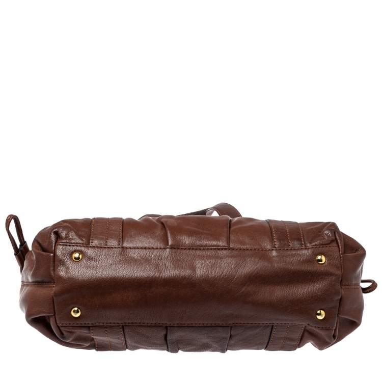 Pre Owned MICHAEL Michael Kors Brown Leather Drawstring Tote