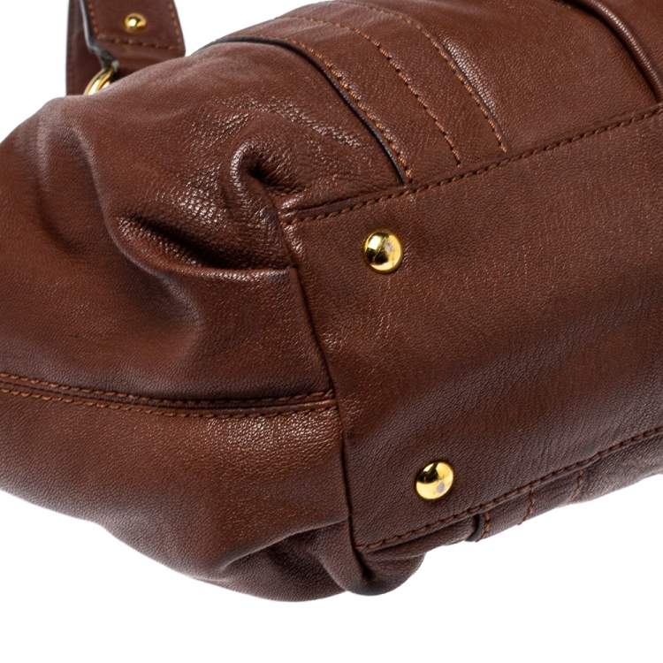 Pre Owned MICHAEL Michael Kors Brown Leather Drawstring Tote
