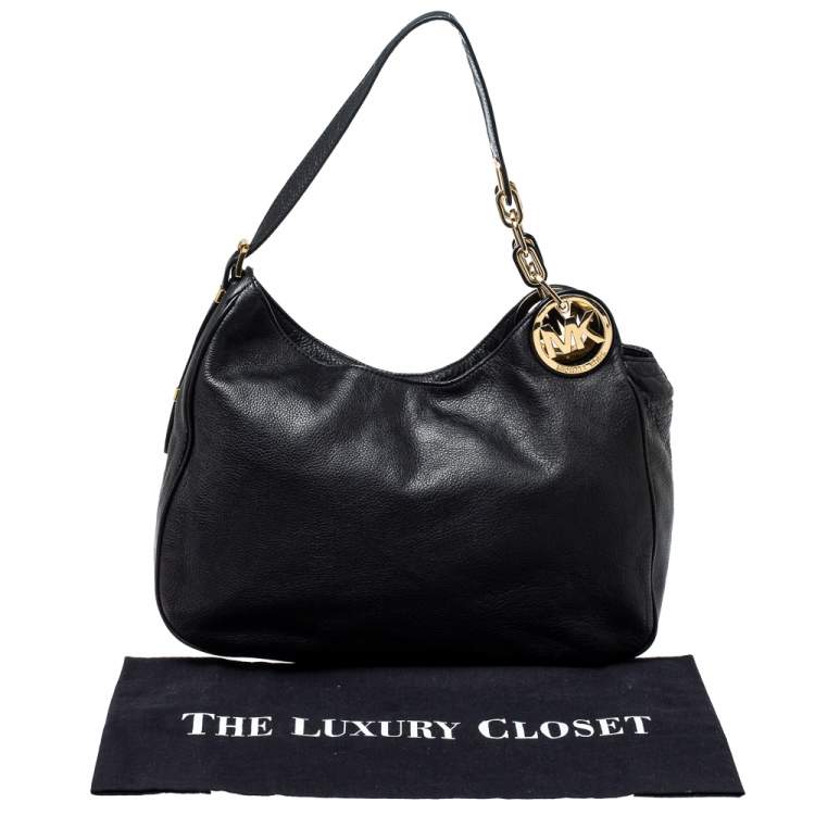 Pre Owned MICHAEL Michael Kors Black Leather Fulton Hobo