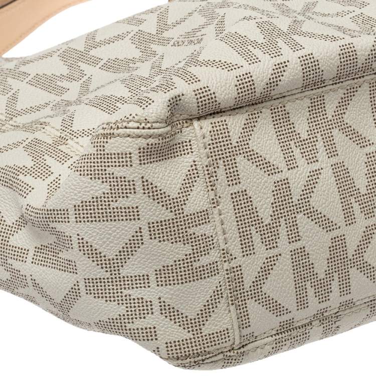 Pre Owned MICHAEL Michael Kors White Signature Coated Canvas Lilly Tote