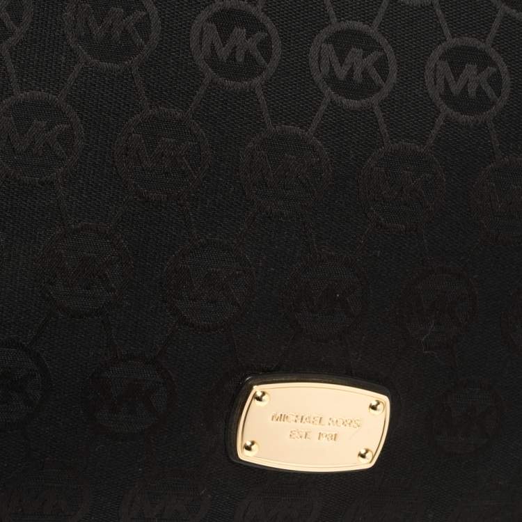 Pre Owned MICHAEL Michael Kors Black Signature Canvas and Leather Millbrook Hobo