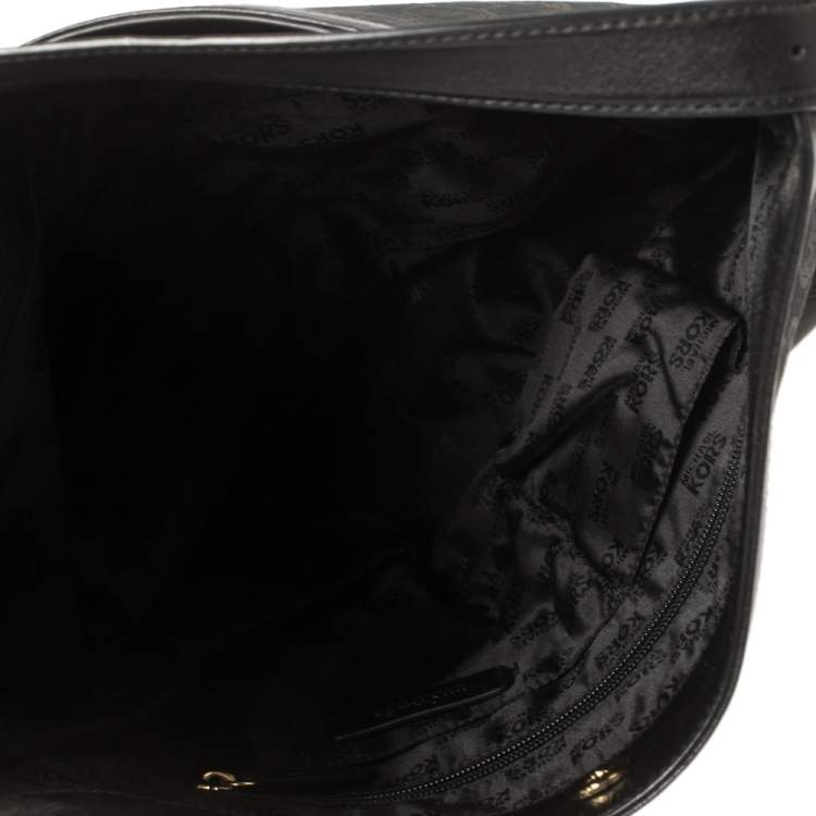 Pre Owned MICHAEL Michael Kors Black Signature Canvas and Leather Millbrook Hobo