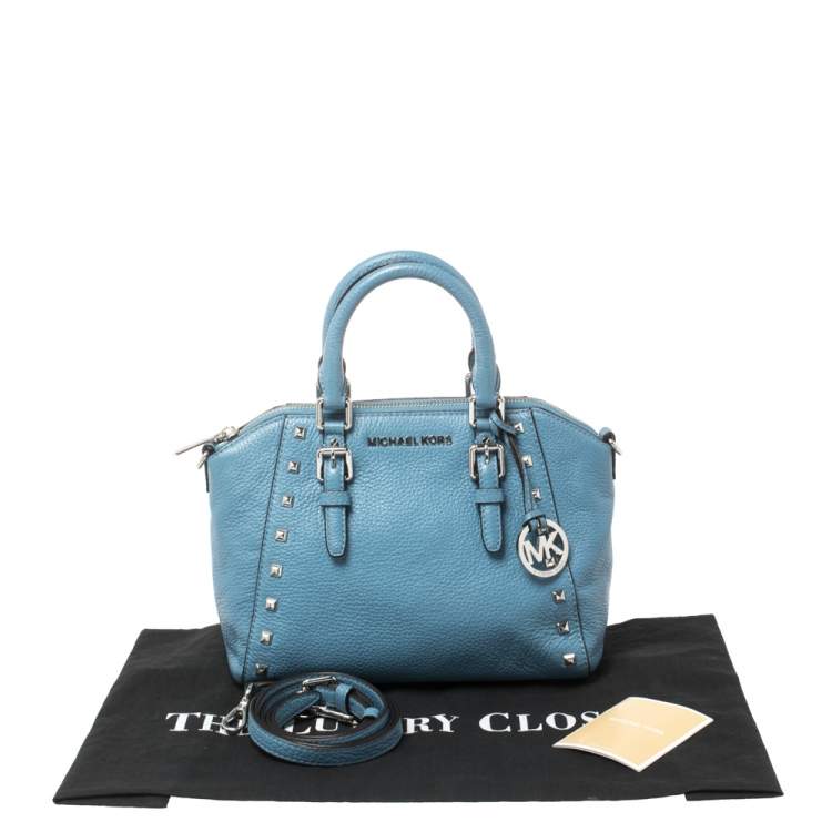 Pre Owned MICHAEL Michael Kors Blue Leather Medium Studded Ciara Satchel