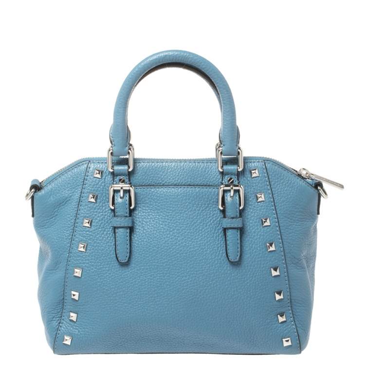 Pre Owned MICHAEL Michael Kors Blue Leather Medium Studded Ciara Satchel