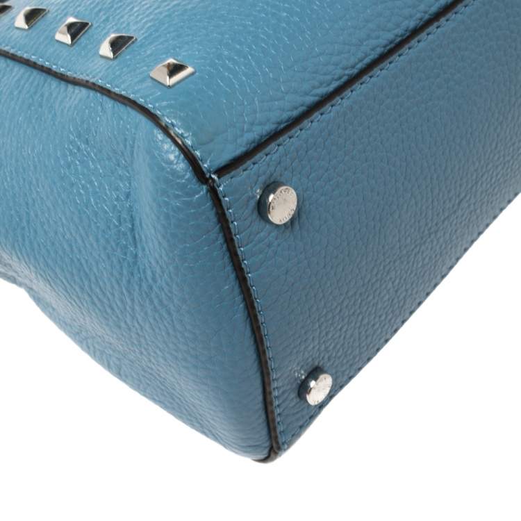 Pre Owned MICHAEL Michael Kors Blue Leather Medium Studded Ciara Satchel