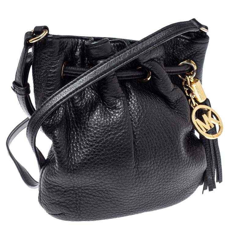 Pre Owned MICHAEL Michael Kors Black Leather Jules Drawstring Crossbody Bag