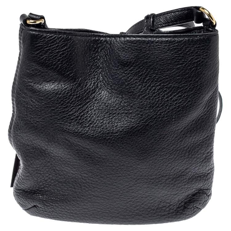Pre Owned MICHAEL Michael Kors Black Leather Jules Drawstring Crossbody Bag
