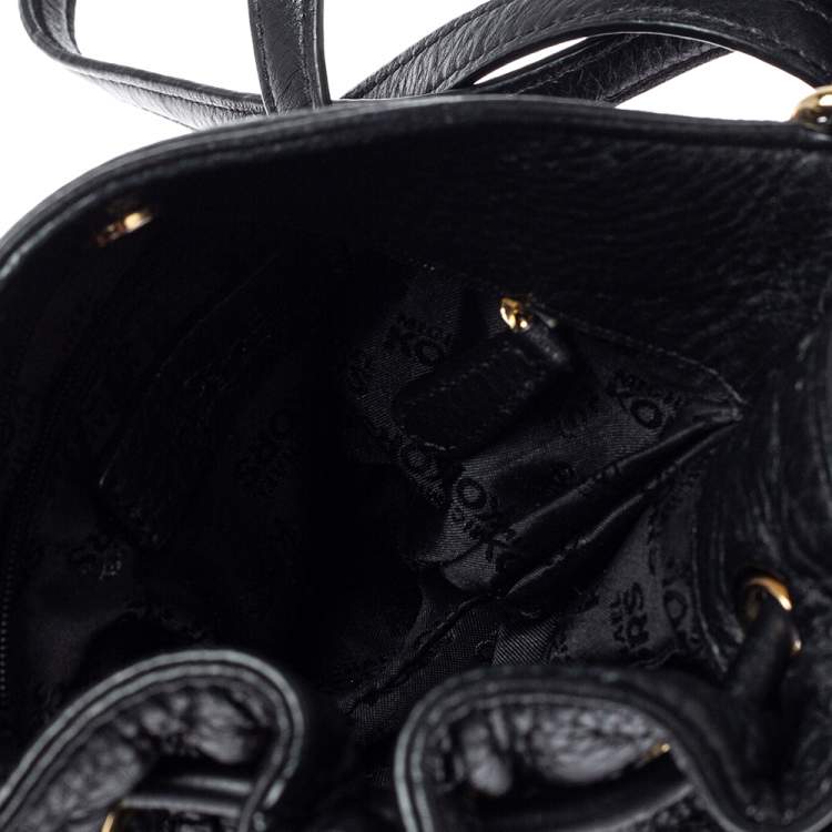 Pre Owned MICHAEL Michael Kors Black Leather Jules Drawstring Crossbody Bag