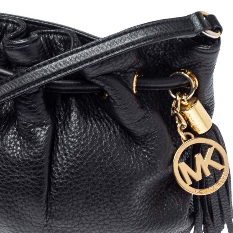 Pre Owned MICHAEL Michael Kors Black Leather Jules Drawstring Crossbody Bag