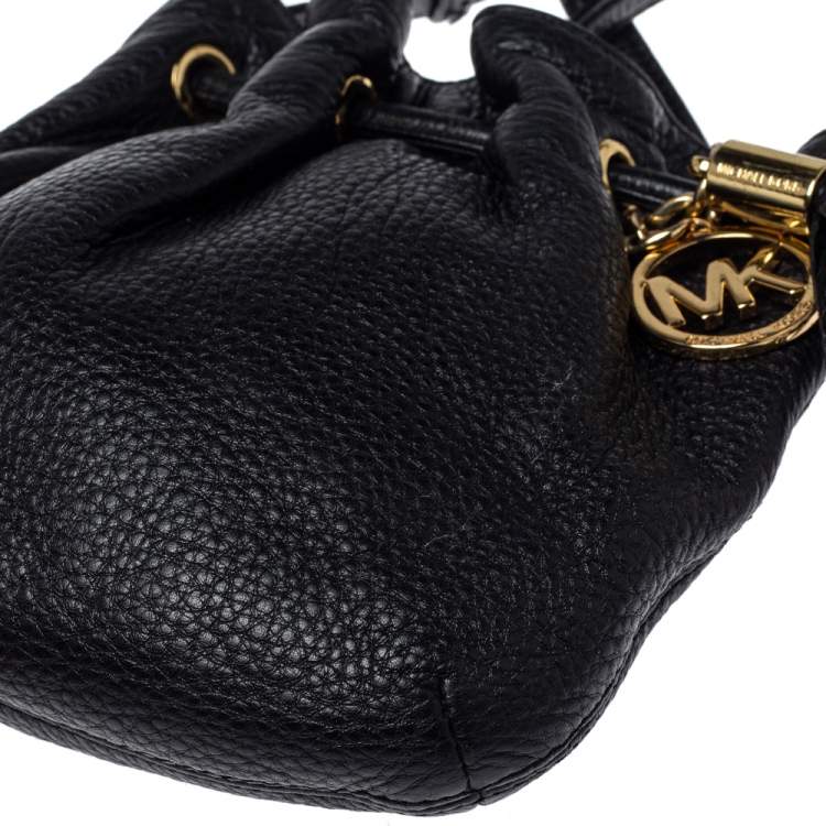 Pre Owned MICHAEL Michael Kors Black Leather Jules Drawstring Crossbody Bag