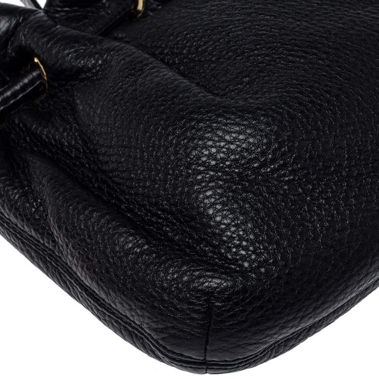 Pre Owned MICHAEL Michael Kors Black Leather Jules Drawstring Crossbody Bag