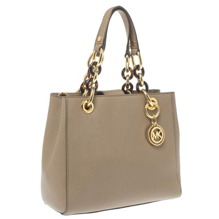 Pre Owned MICHAEL Michael Kors Beige Leather Small Cynthia Tote