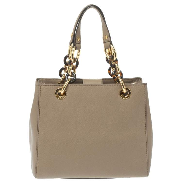 Pre Owned MICHAEL Michael Kors Beige Leather Small Cynthia Tote