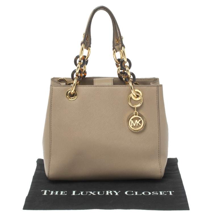 Pre Owned MICHAEL Michael Kors Beige Leather Small Cynthia Tote
