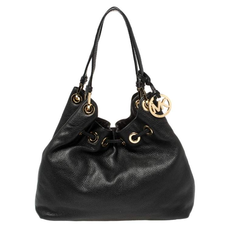 Pre Owned MICHAEL Michael Kors Black Leather Camden Drawstring Hobo