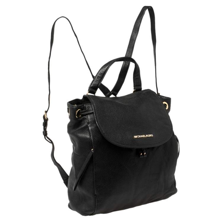 Pre Owned MICHAEL Michael Kors Black Soft Leather Drawstring Backpack