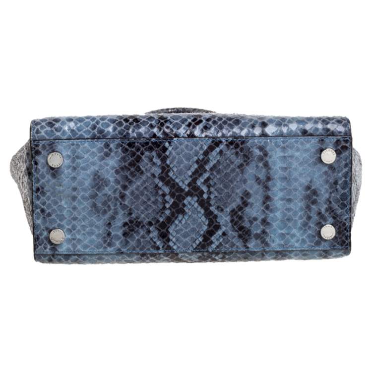 Pre Owned MICHAEL Michael Kors Blue Python Embossed Leather Large Selma Satchel