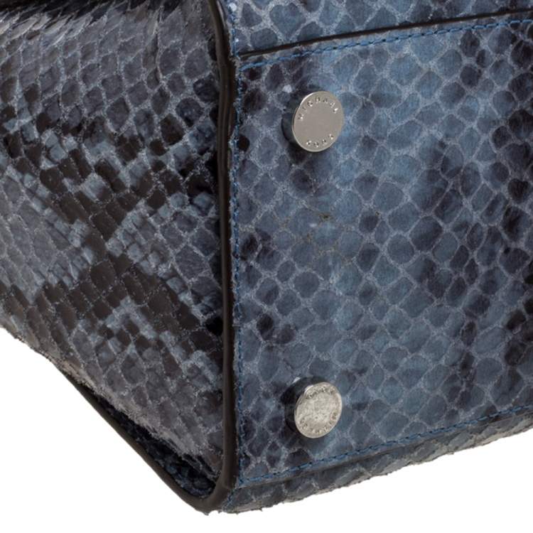 Pre Owned MICHAEL Michael Kors Blue Python Embossed Leather Large Selma Satchel